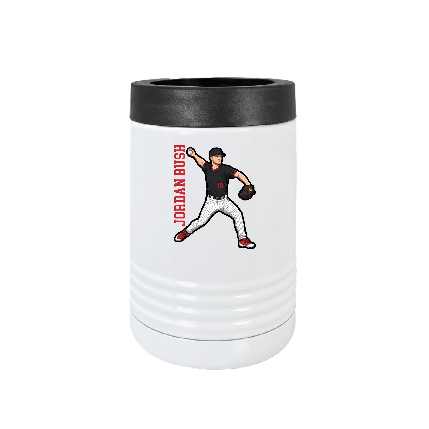Beverage Holder — Name Vertical in White