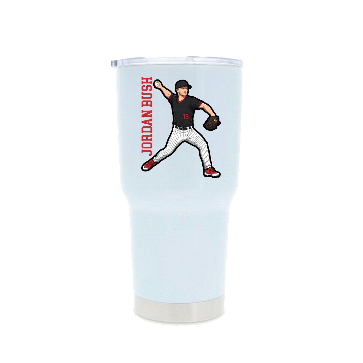 30oz Stainless Steel Tumbler — Name Vertical in White