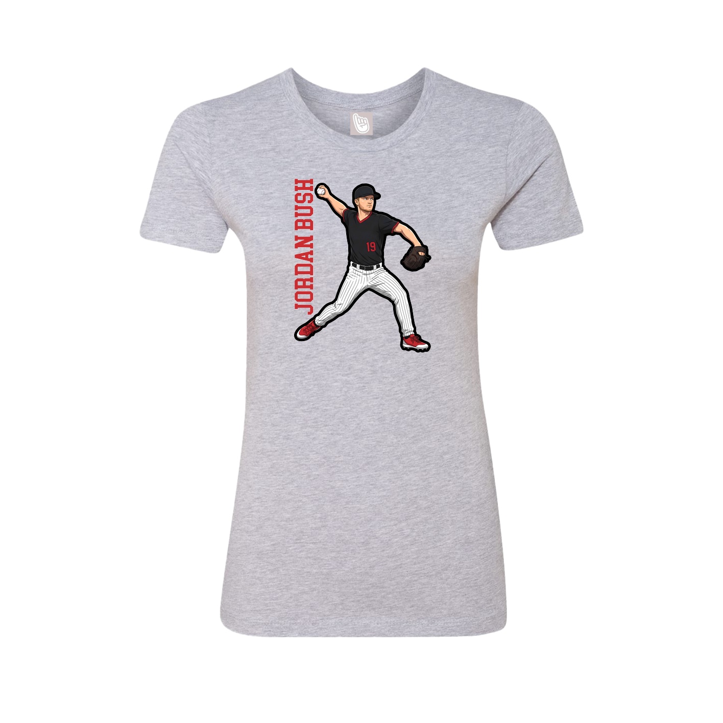 Womens Tee — Name Vertical in Grey
