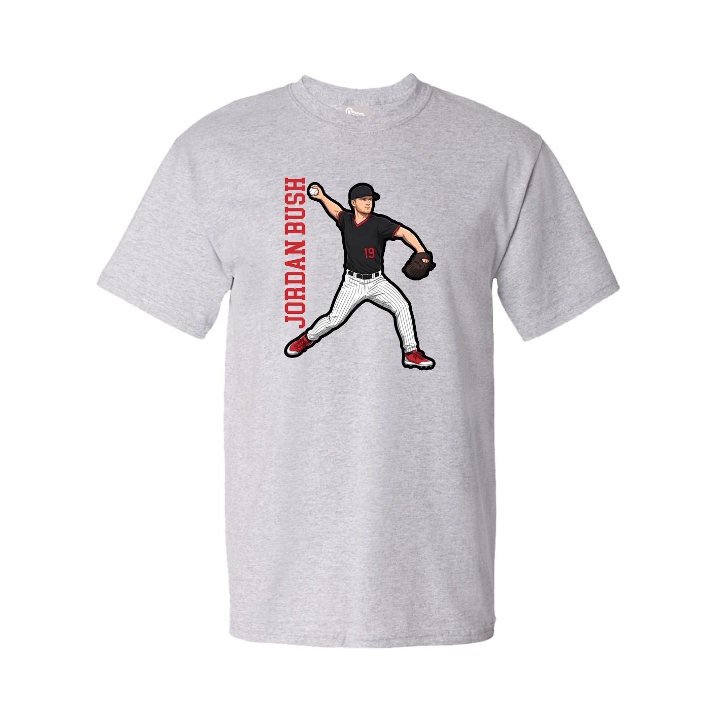 Youth Tee — Name Vertical in Grey
