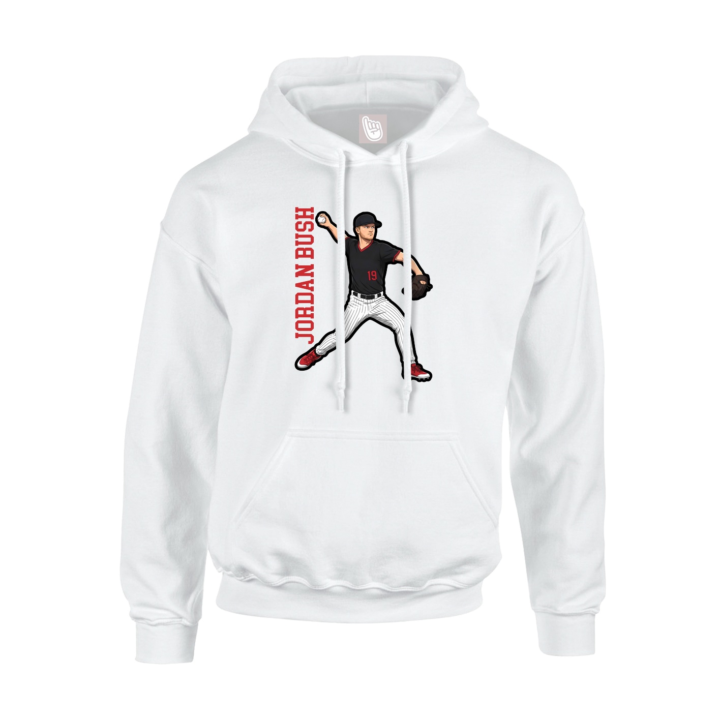 Youth Hoodie — Name Vertical in White