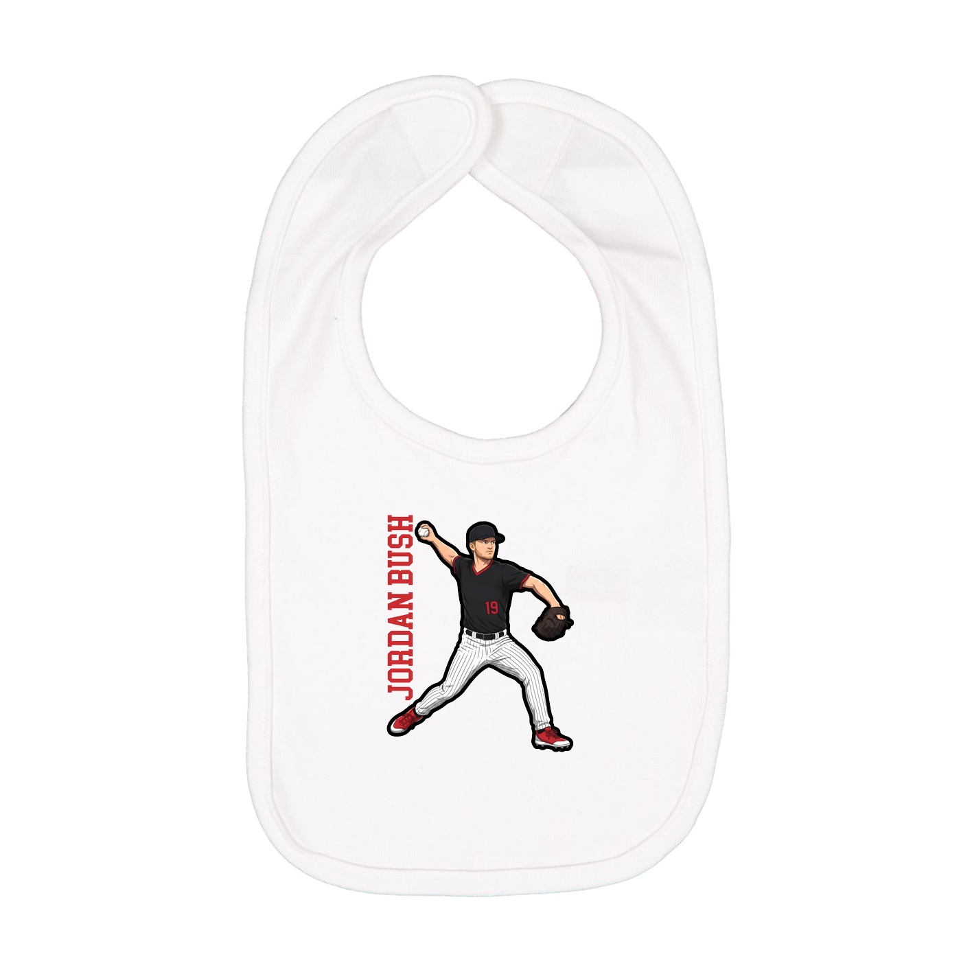 Infant Bib — Name Vertical in White