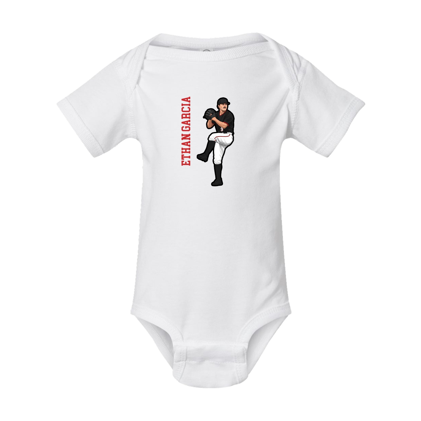 Baby Onesie — Name Vertical in White