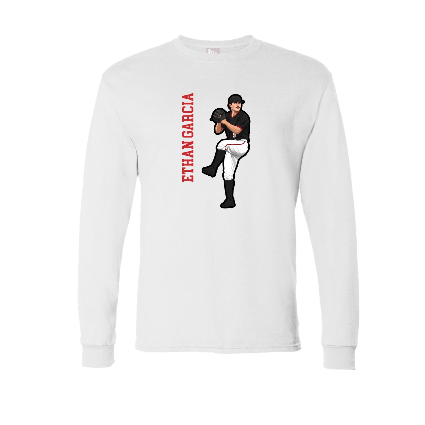 Long Sleeve Tee — Name Vertical in White