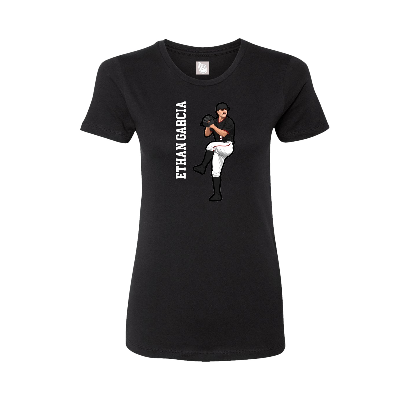 Womens Tee — Name Vertical in Black