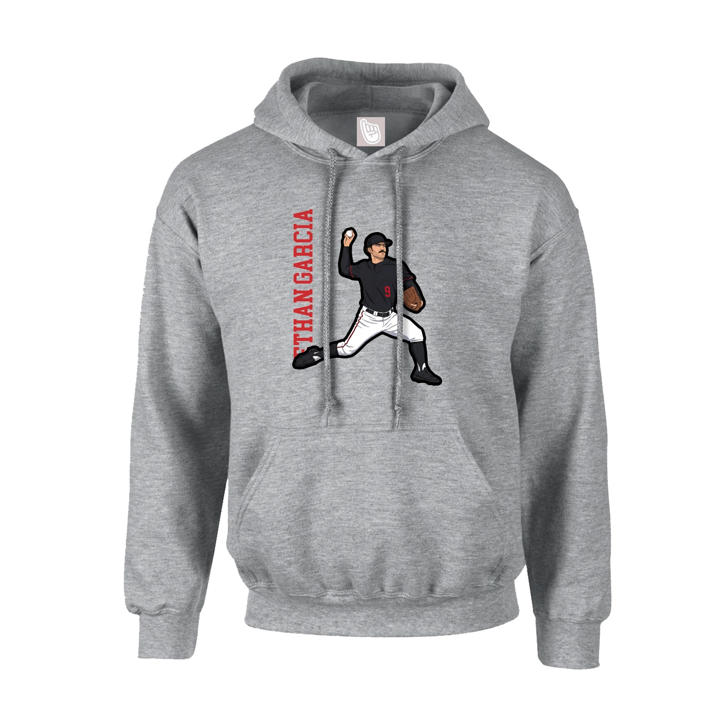 Hoodie — Name Vertical in Grey