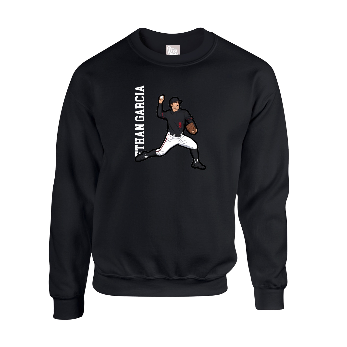 Fleece Crew — Name Vertical in Black