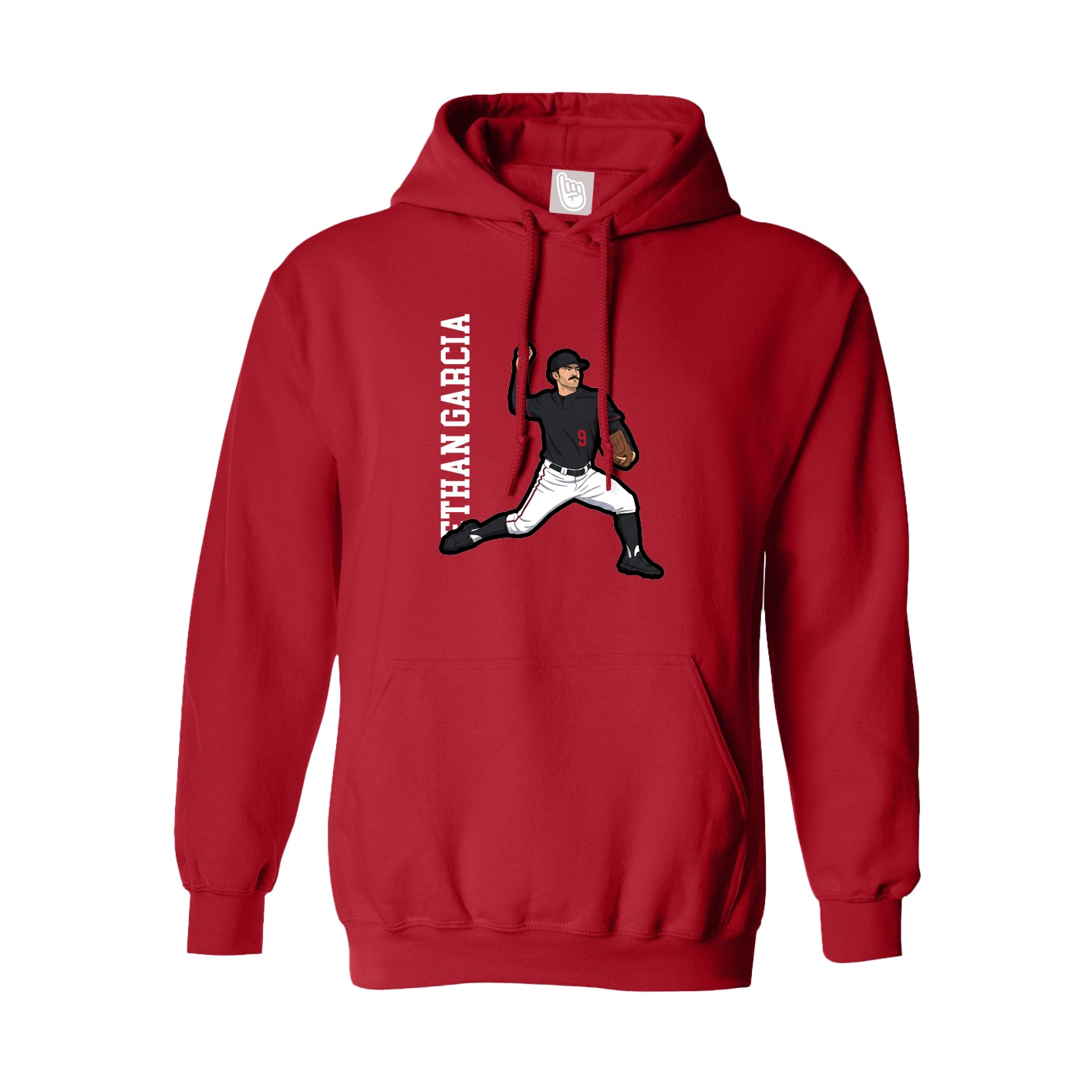 Youth Hoodie — Name Vertical in Red