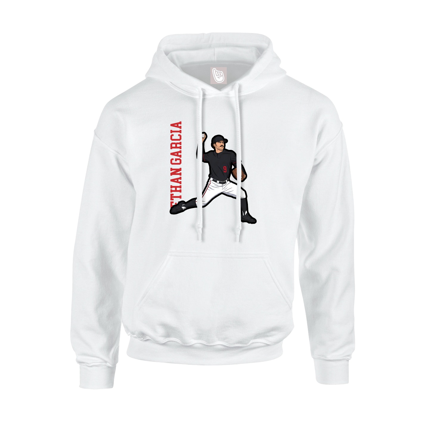 Youth Hoodie — Name Vertical in White