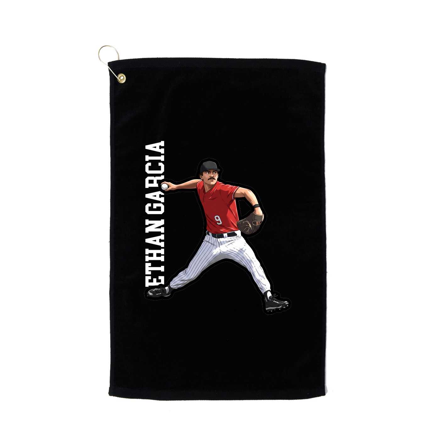 Golf Towel — Name Vertical in Black