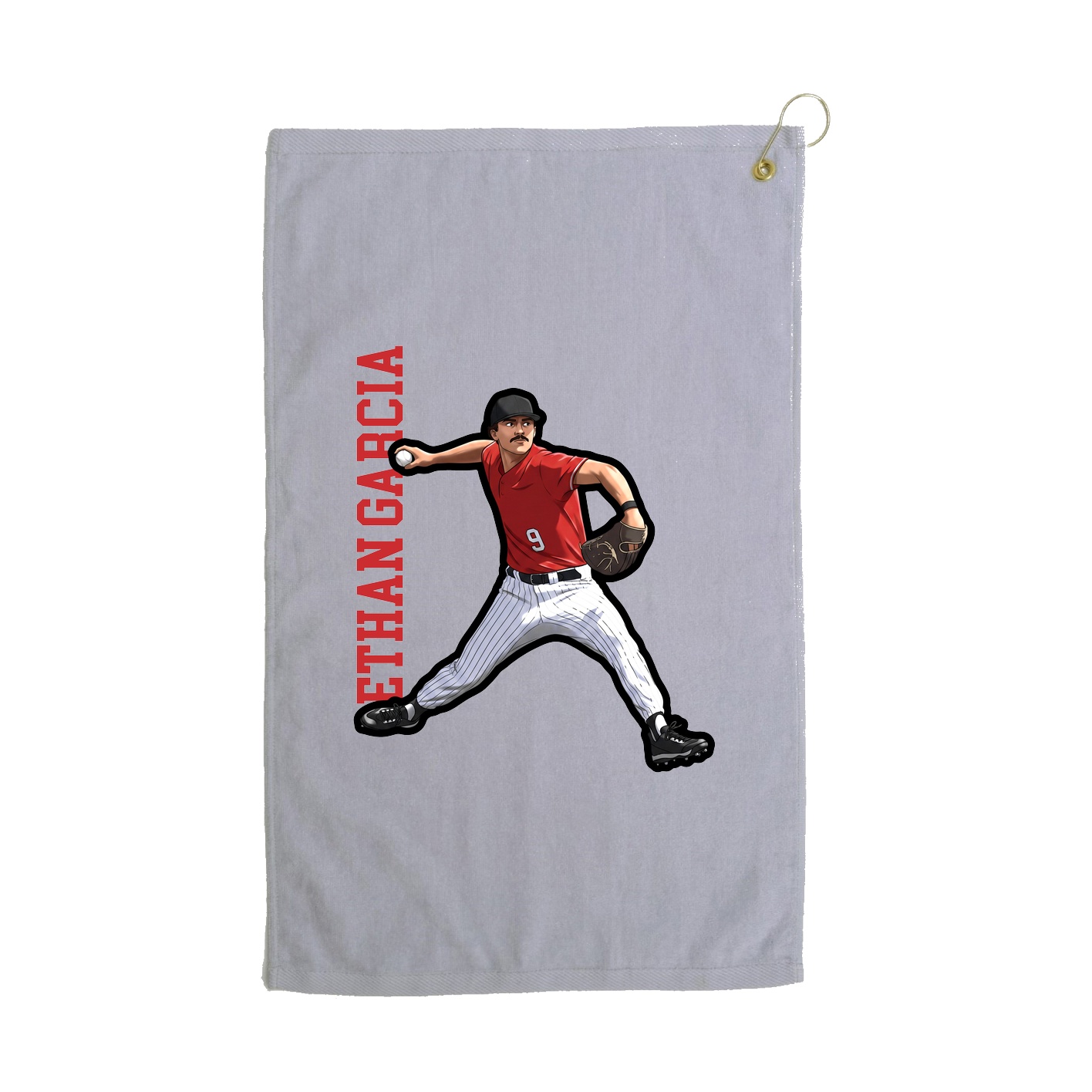 Golf Towel — Name Vertical in Grey