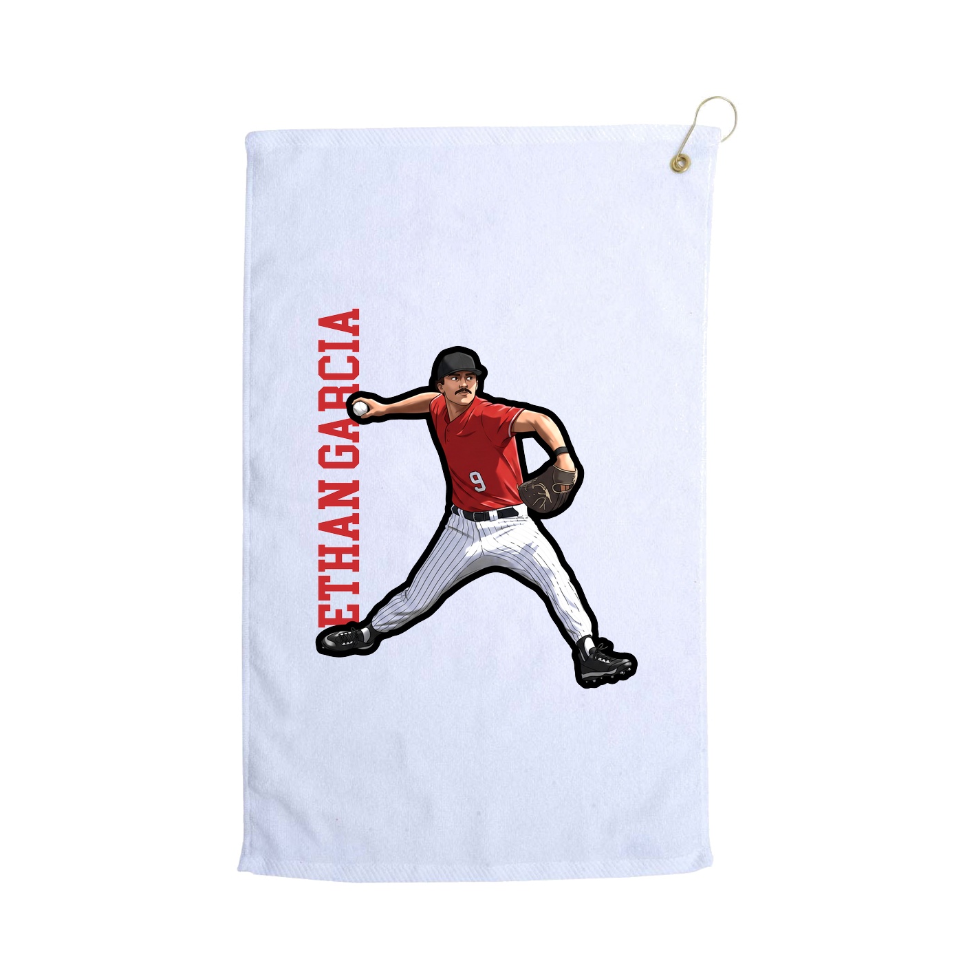 Golf Towel — Name Vertical in White