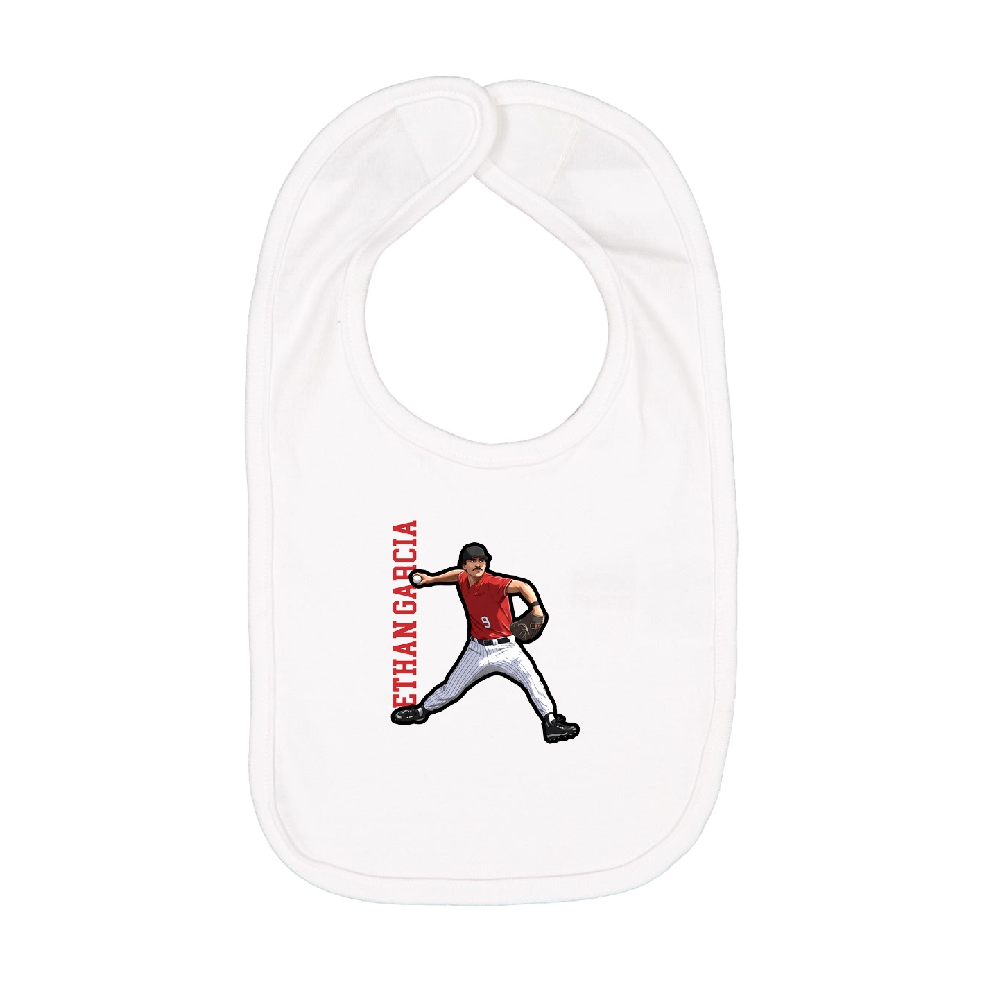 Infant Bib — Name Vertical in White