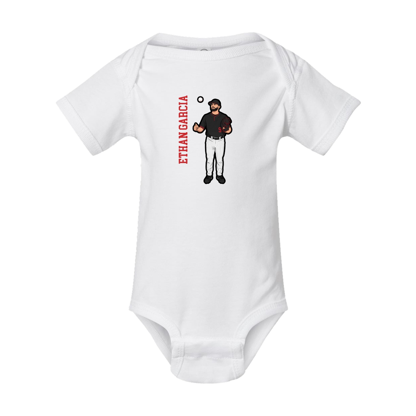 Baby Onesie — Name Vertical in White