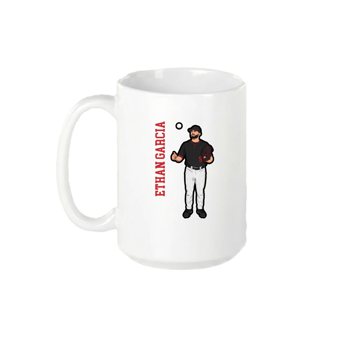 15oz Coffee Mug — Name Vertical in White