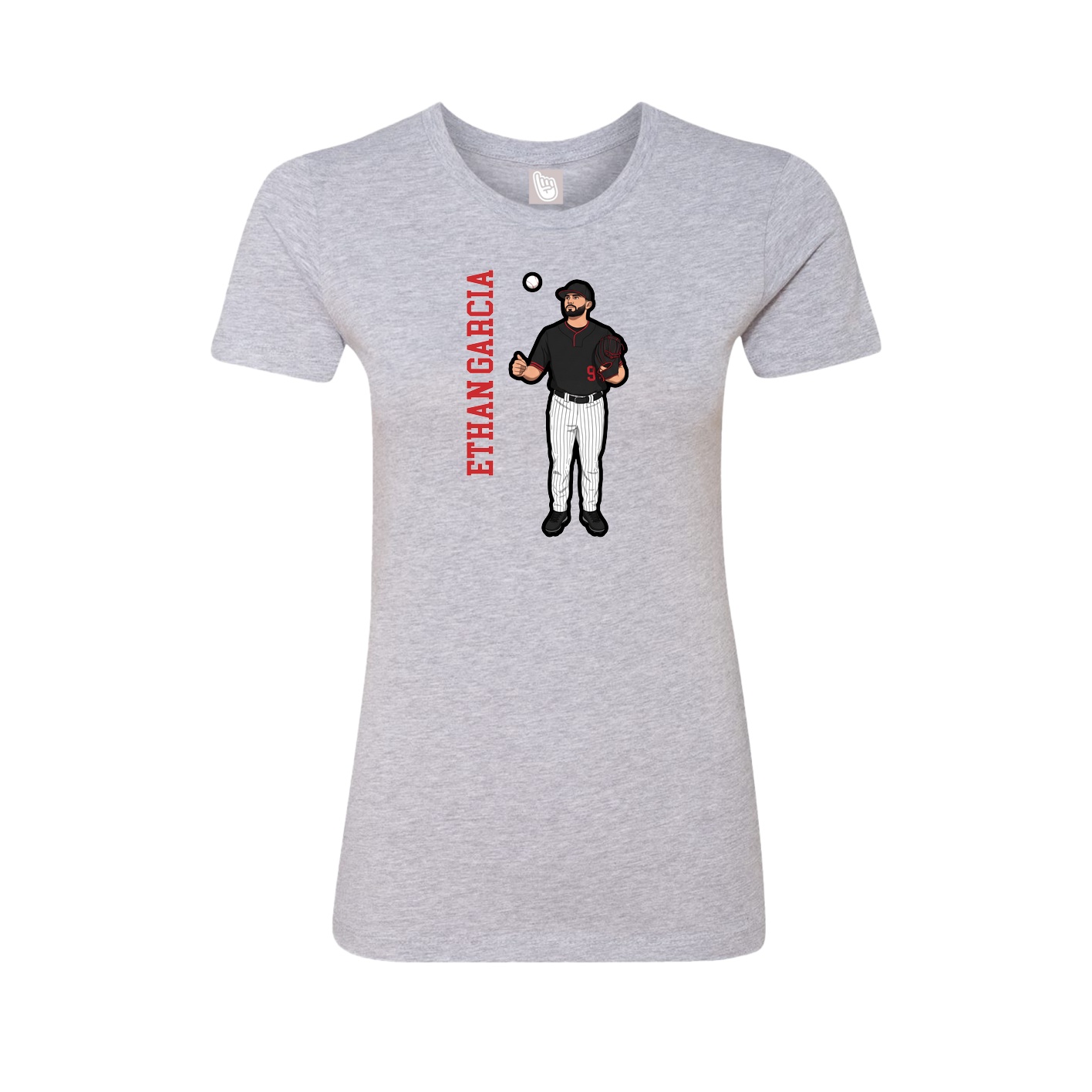 Womens Tee — Name Vertical in Grey