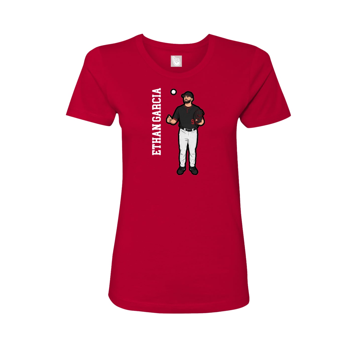 Womens Tee — Name Vertical in Red