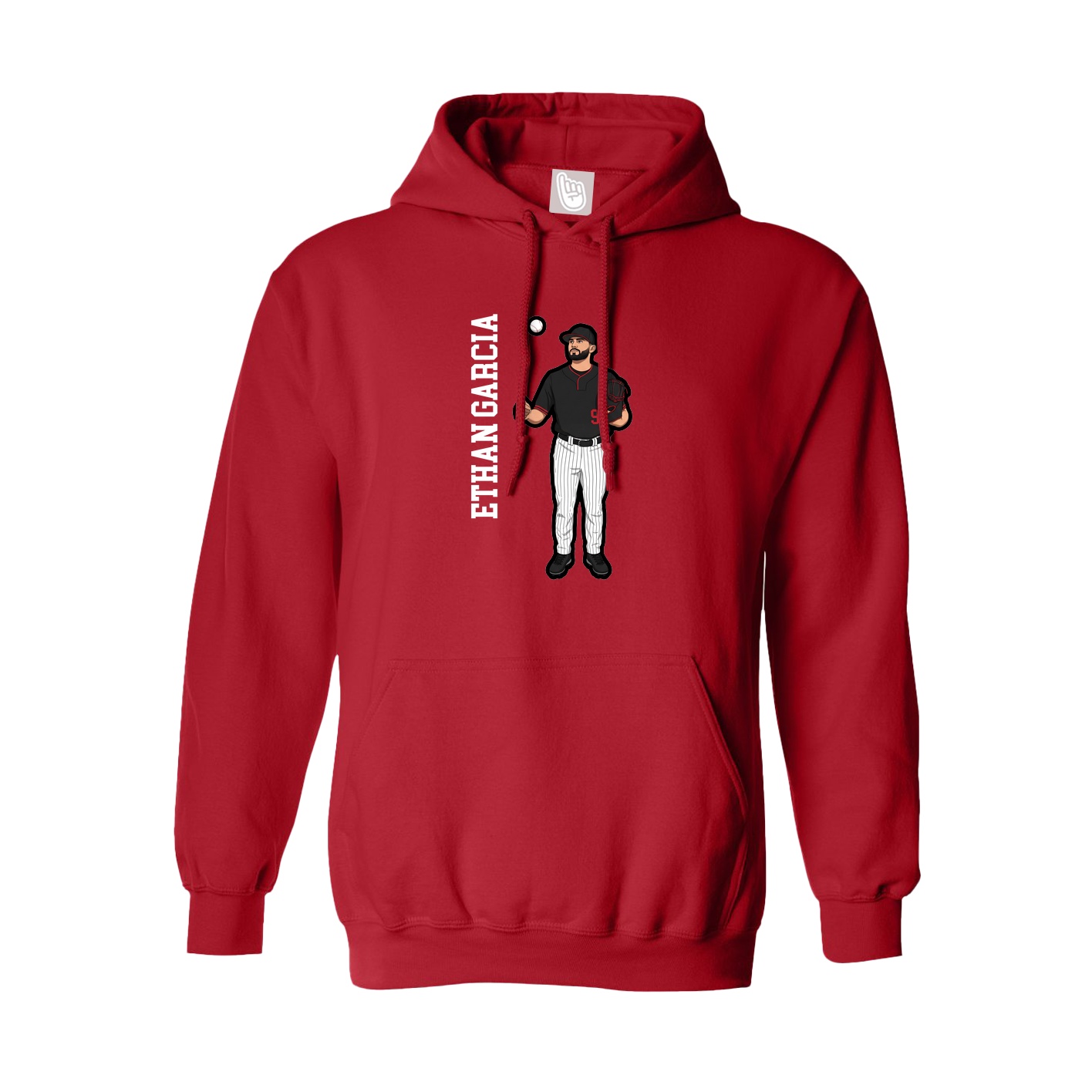 Hoodie — Name Vertical in Red