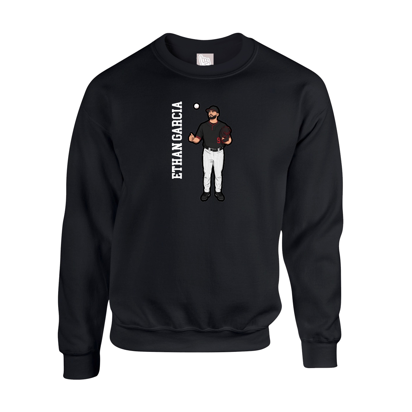Fleece Crew — Name Vertical in Black