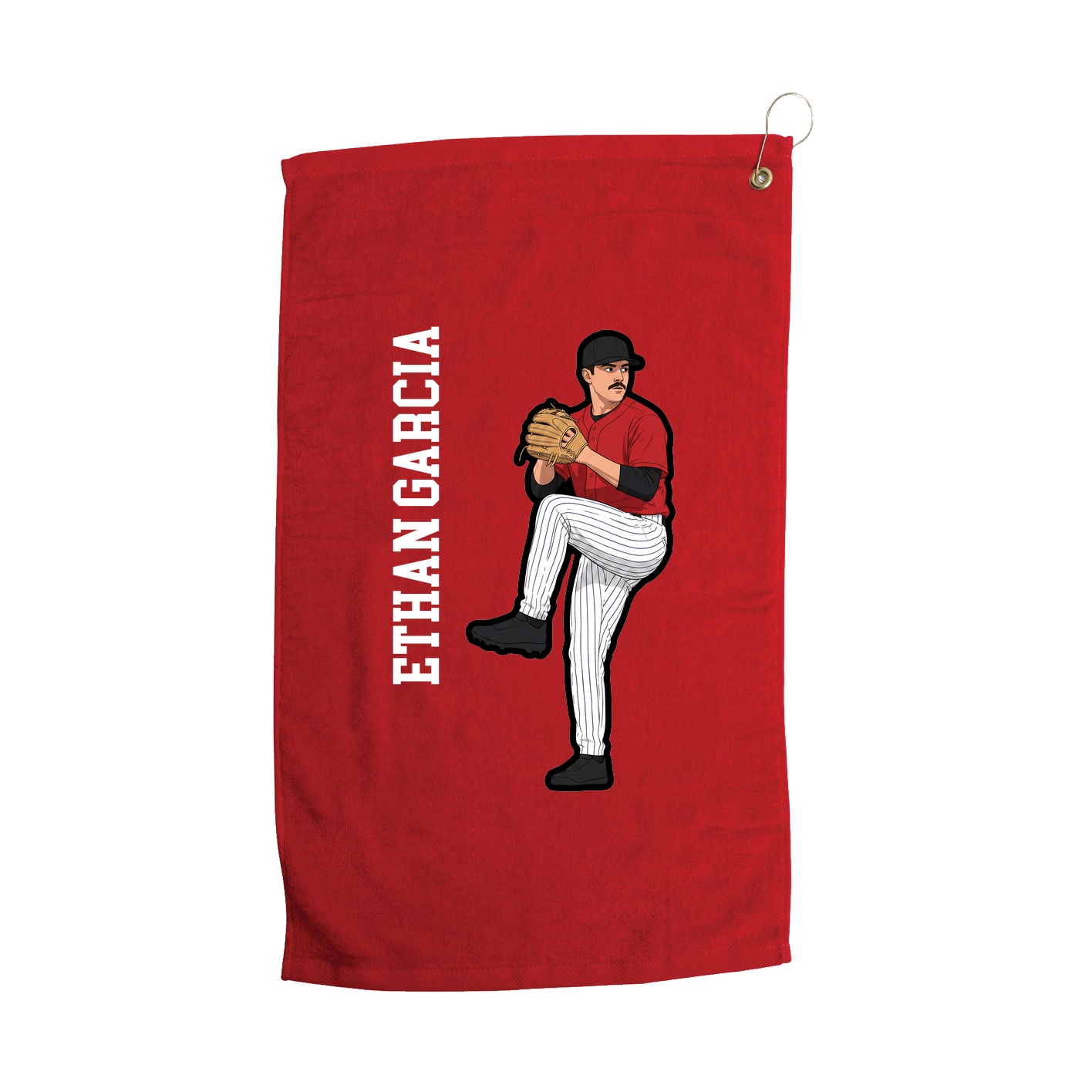 Golf Towel — Name Vertical in Red