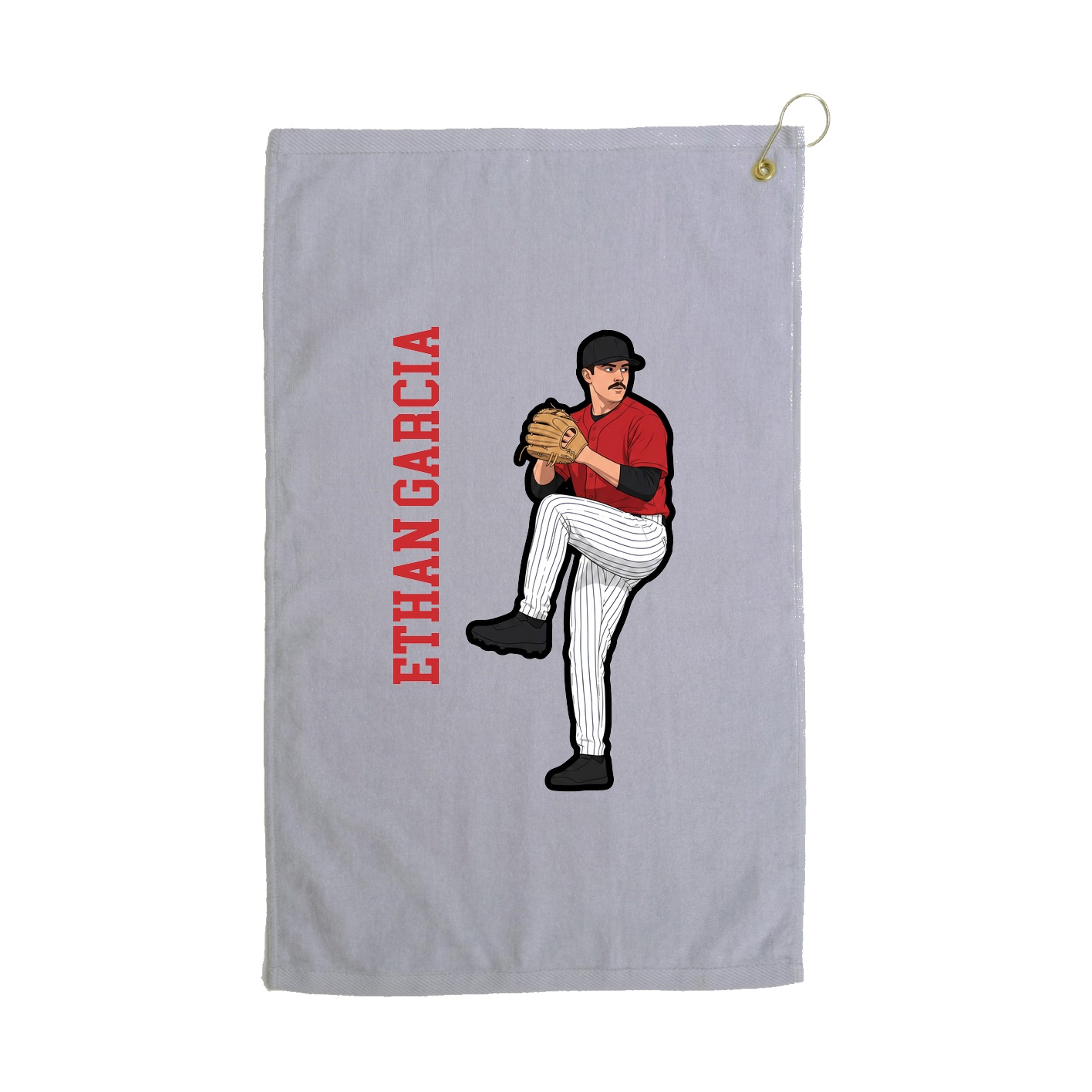 Golf Towel — Name Vertical in Grey