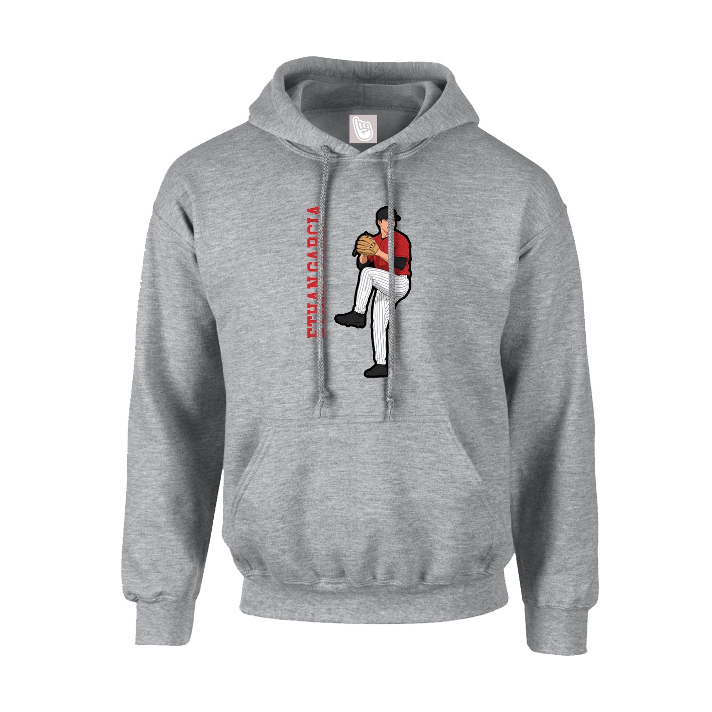 Hoodie — Name Vertical in Grey