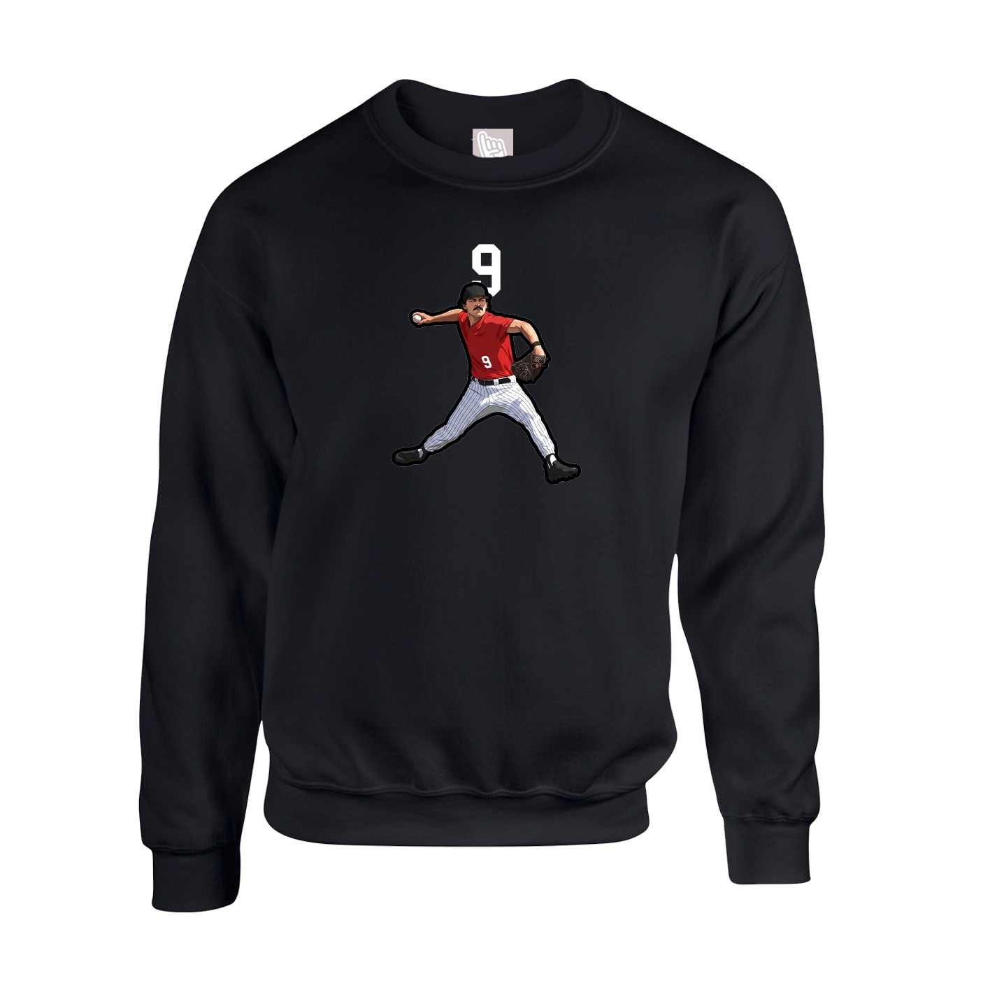 Fleece Crew — Number Top in Black
