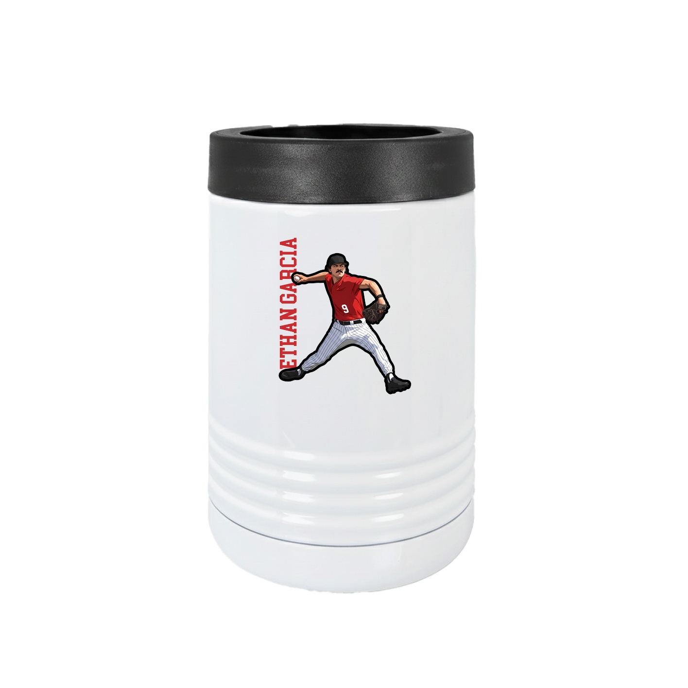 Beverage Holder — Name Vertical in White