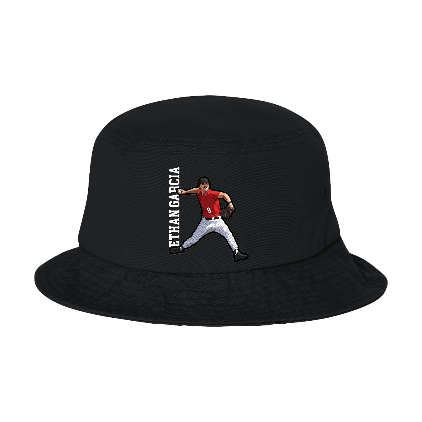 Bucket Cap — Name Vertical in Black