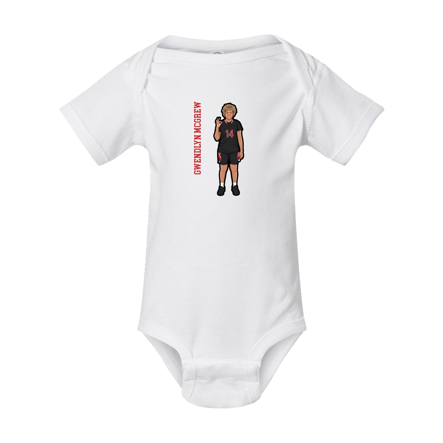 Baby Onesie — Name Vertical in White