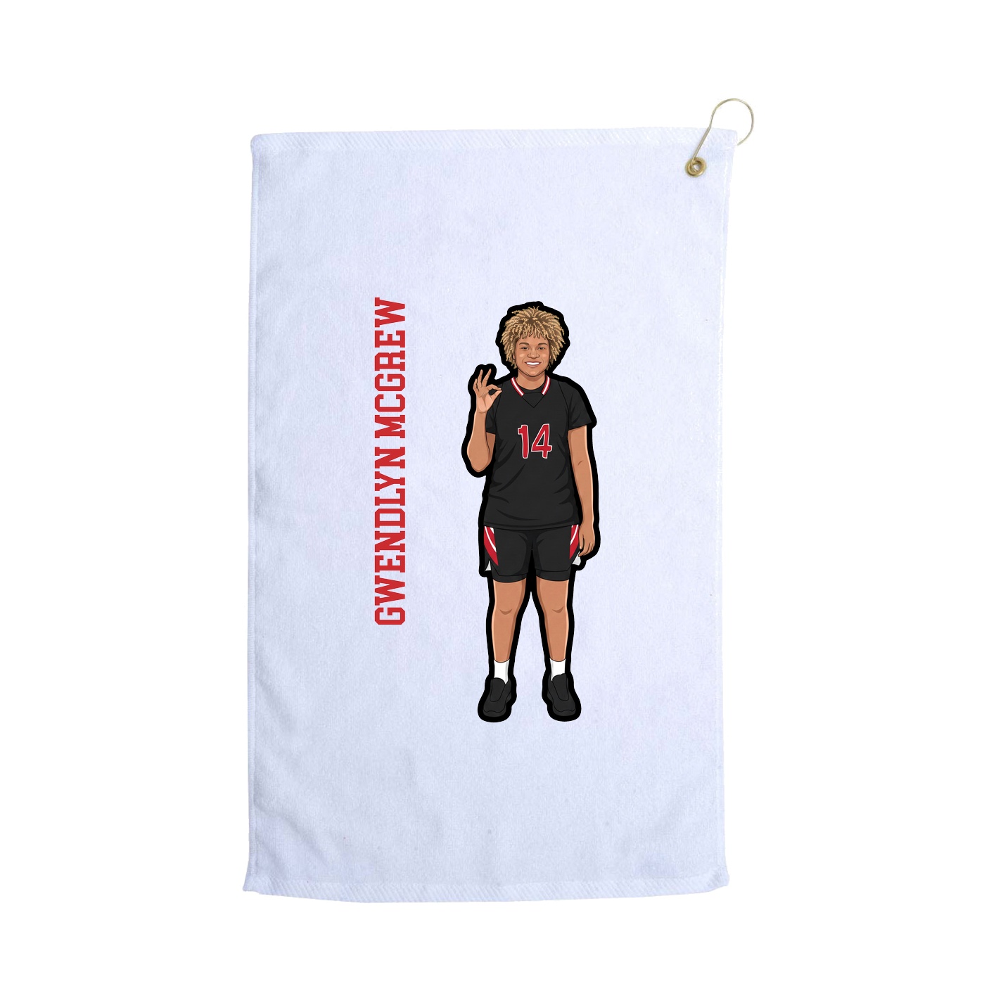 Golf Towel — Name Vertical in White