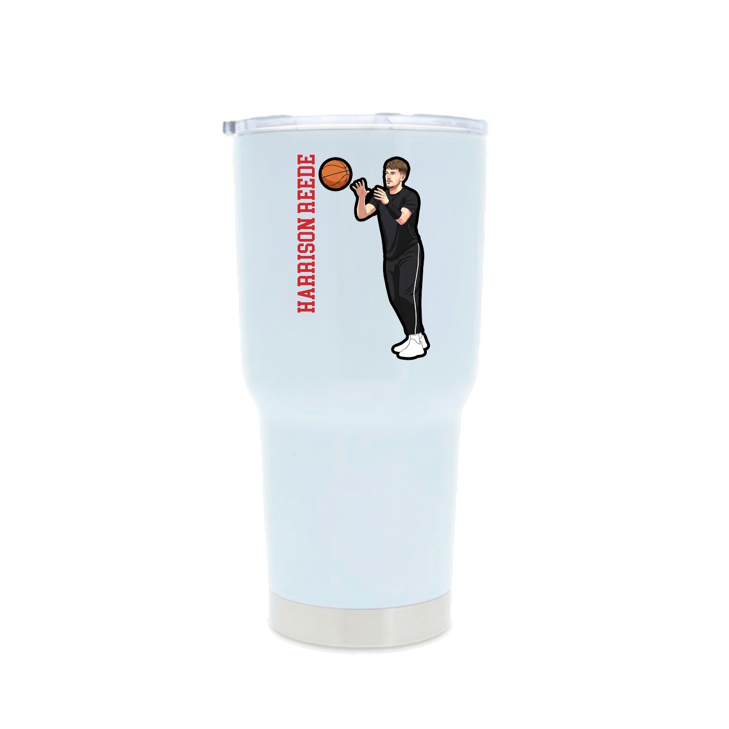 30oz Stainless Steel Tumbler — Name Vertical in White
