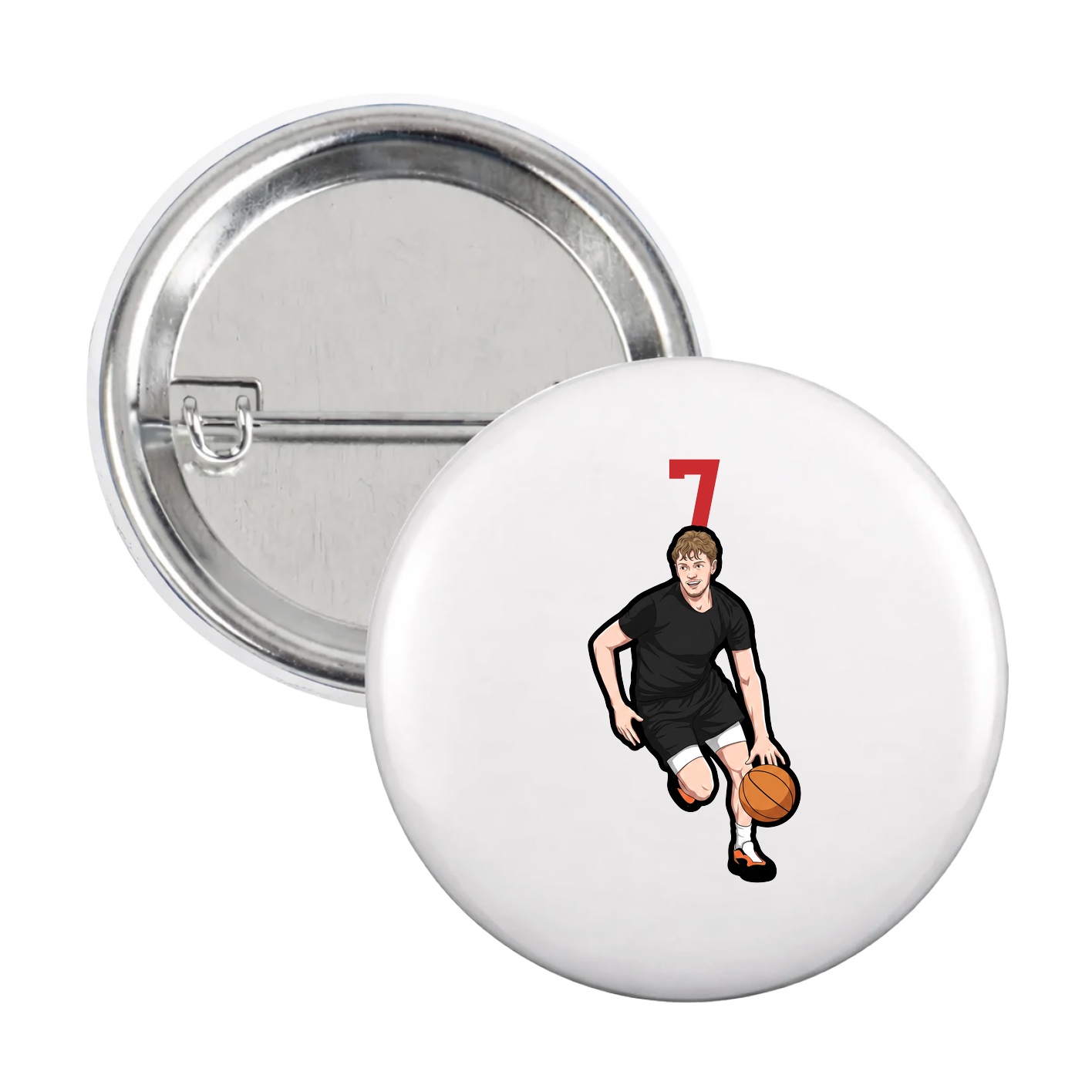 Game Day Button — Number Top in White