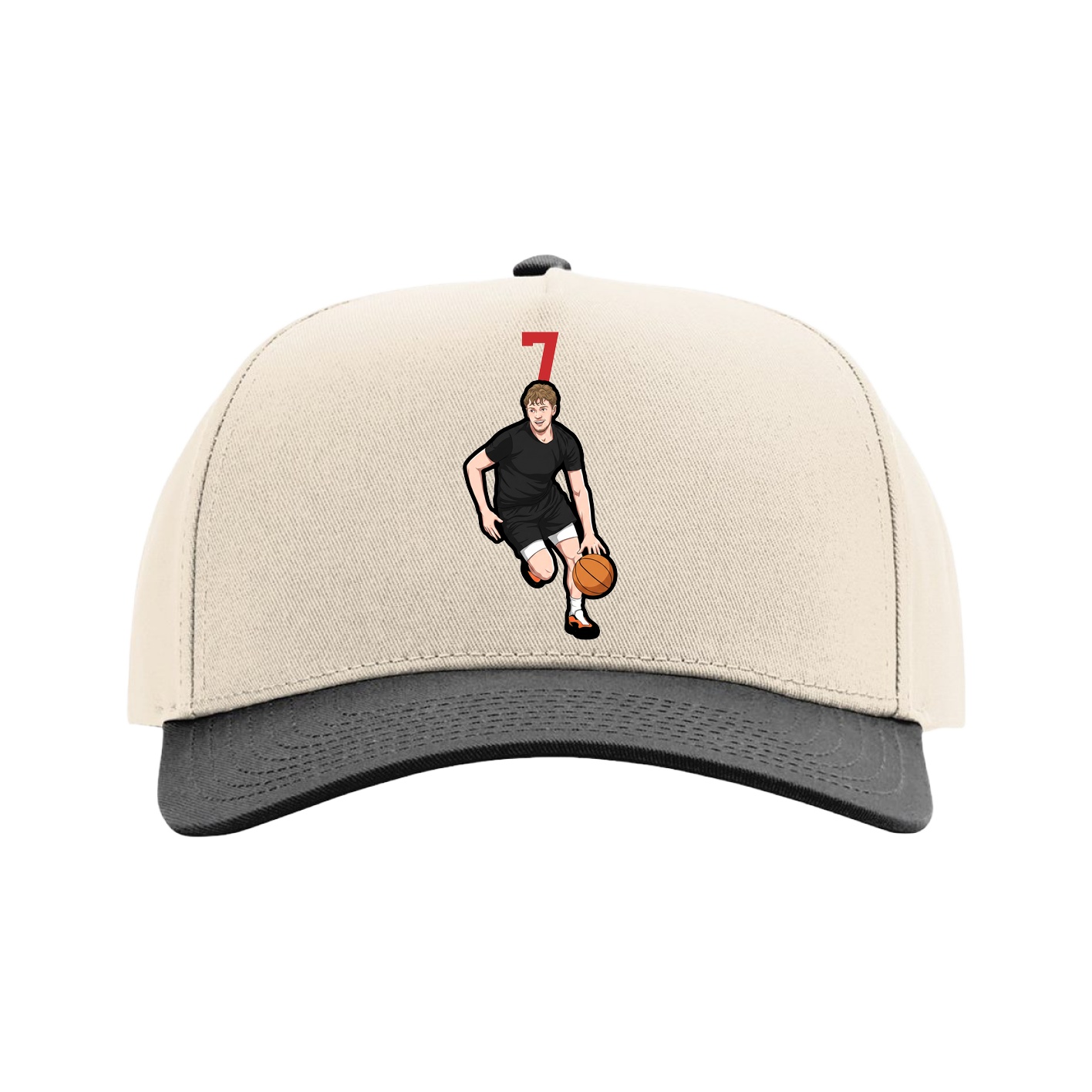 Full Fabric Five-Panel Champ Cap — Number Top in Cream/Black