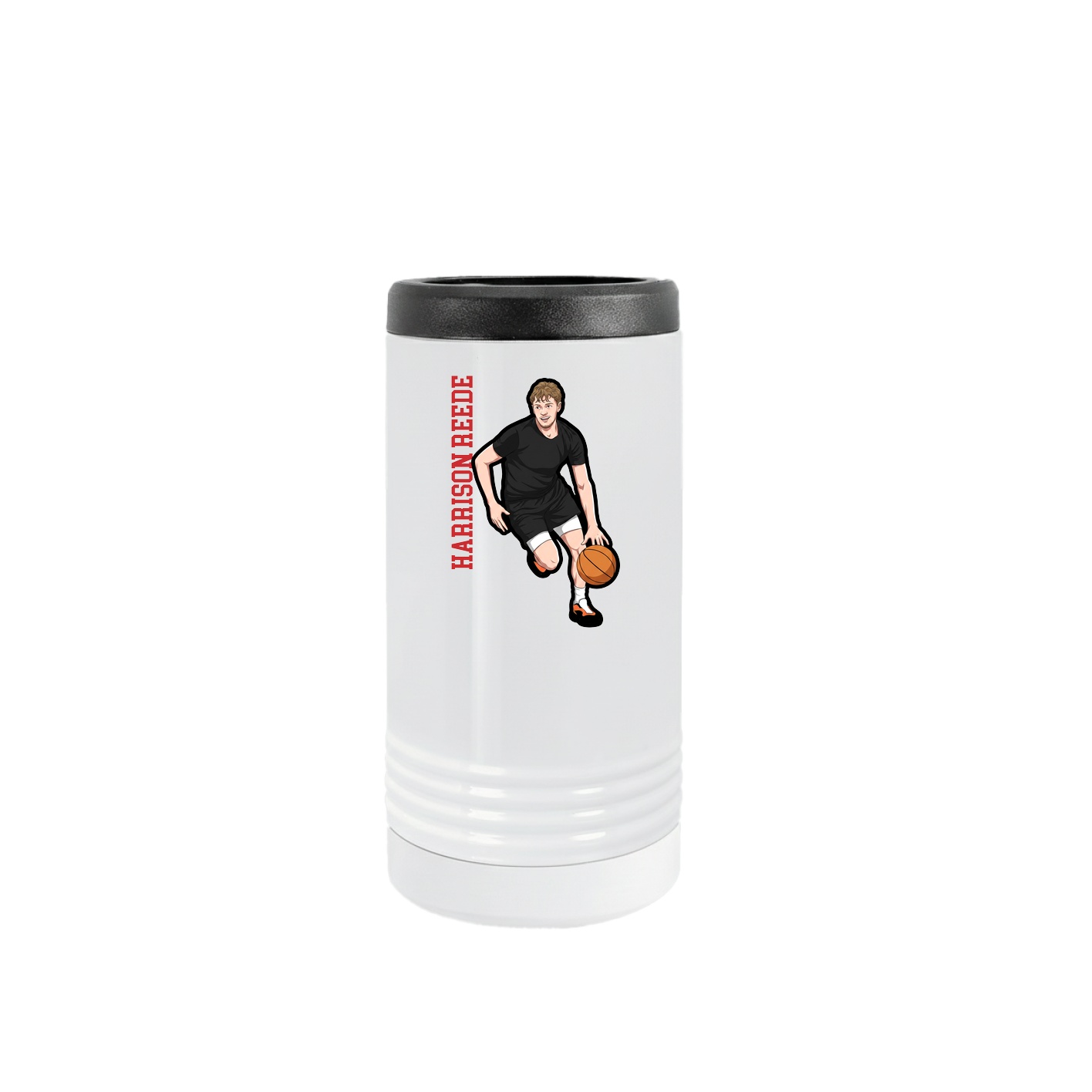 Slim Beverage Holder — Name Vertical in White