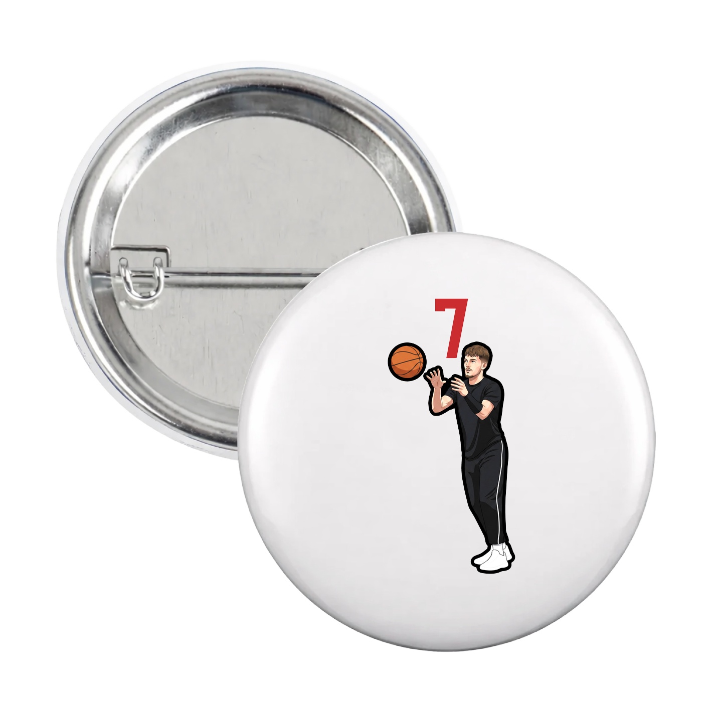 Game Day Button — Number Top in White