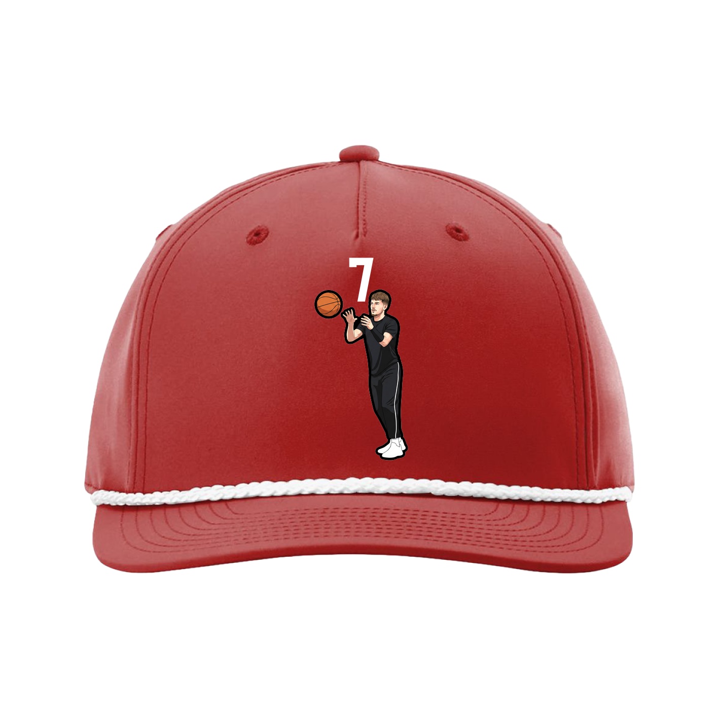 Five-Panel Classic Rope Cap — Number Top in Red