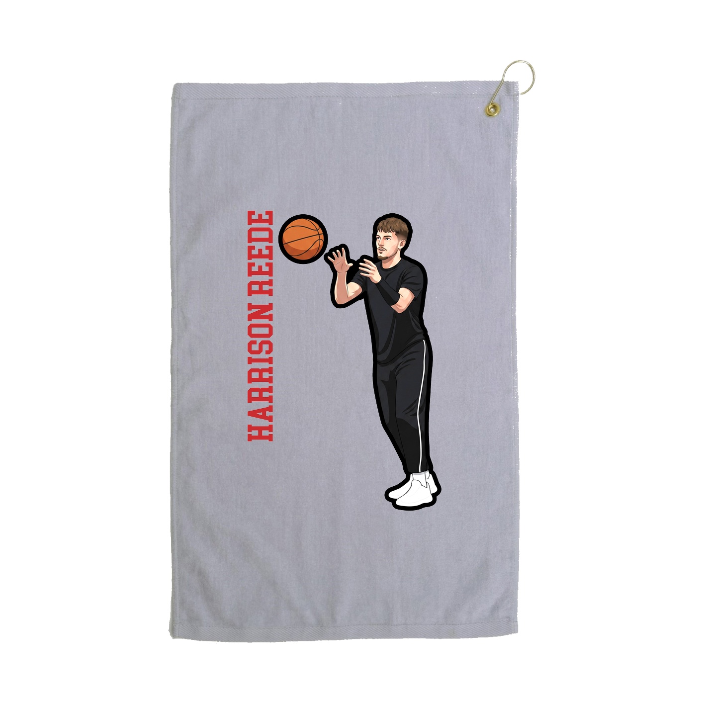 Golf Towel — Name Vertical in Grey