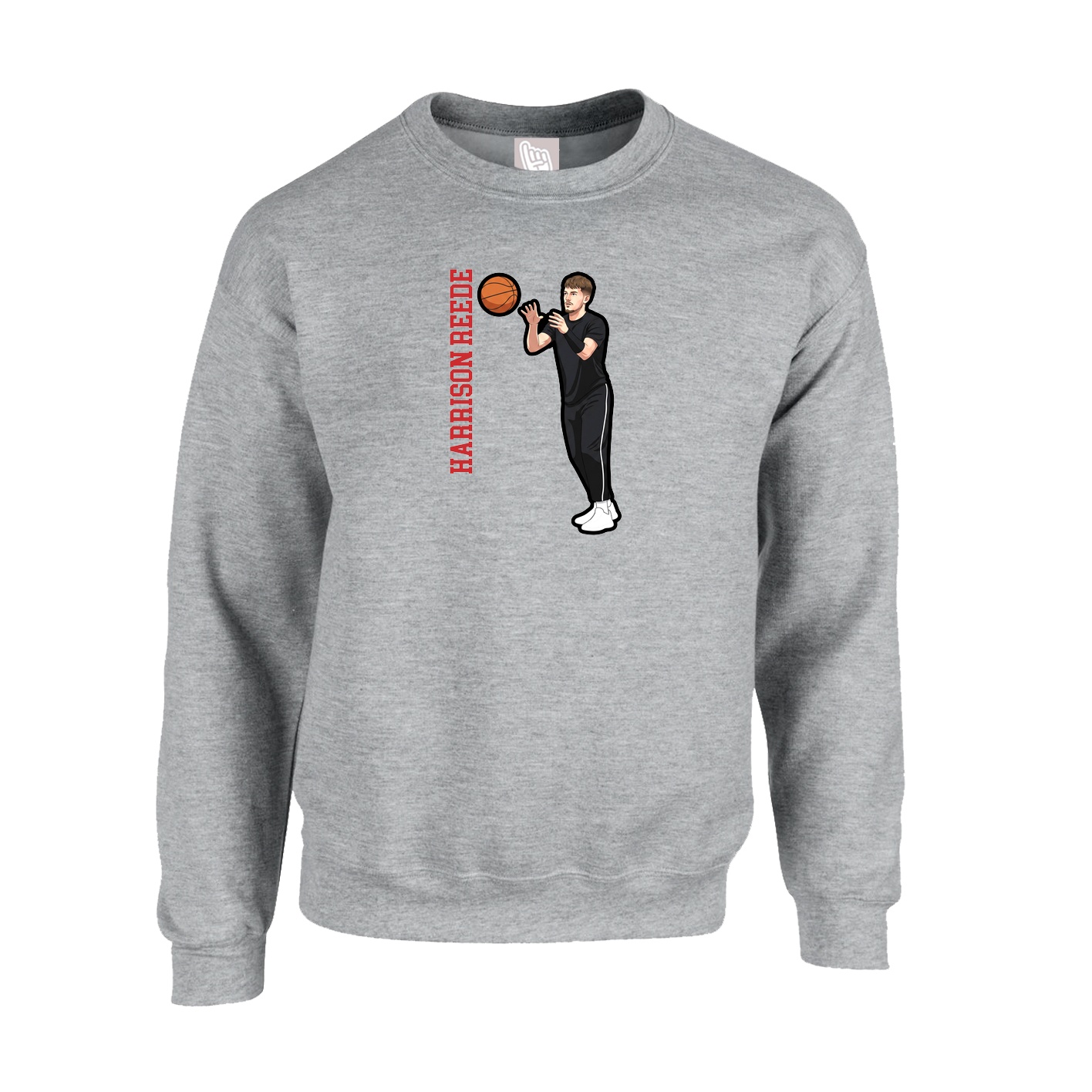 Fleece Crew — Name Vertical in Grey