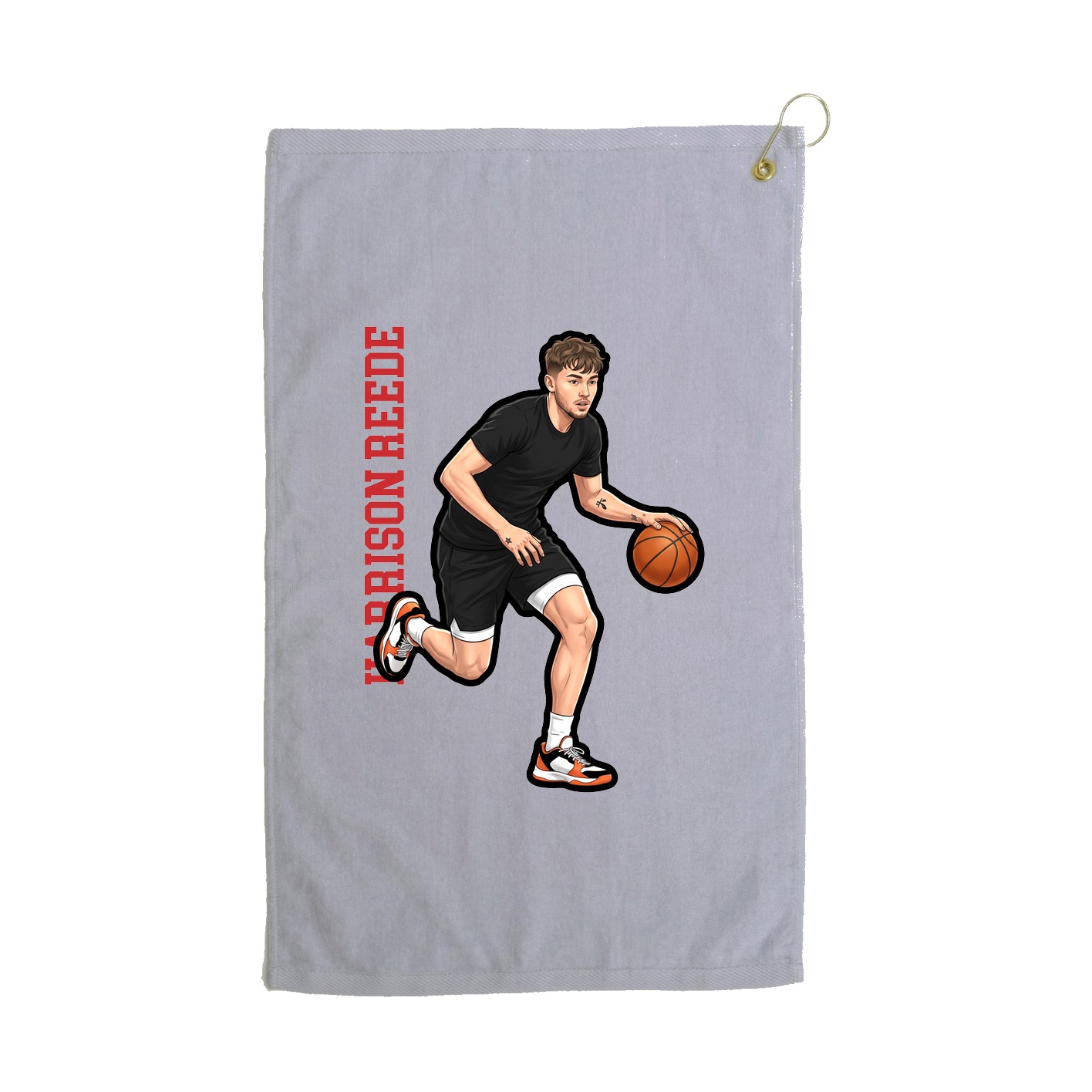 Golf Towel — Name Vertical in Grey