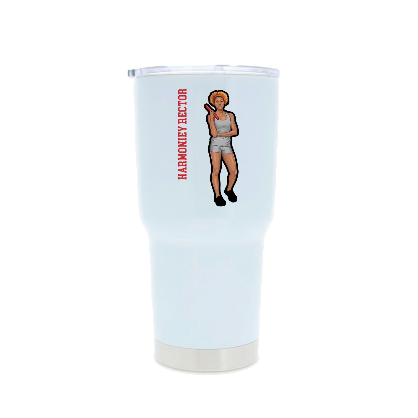 30oz Stainless Steel Tumbler — Name Vertical in White