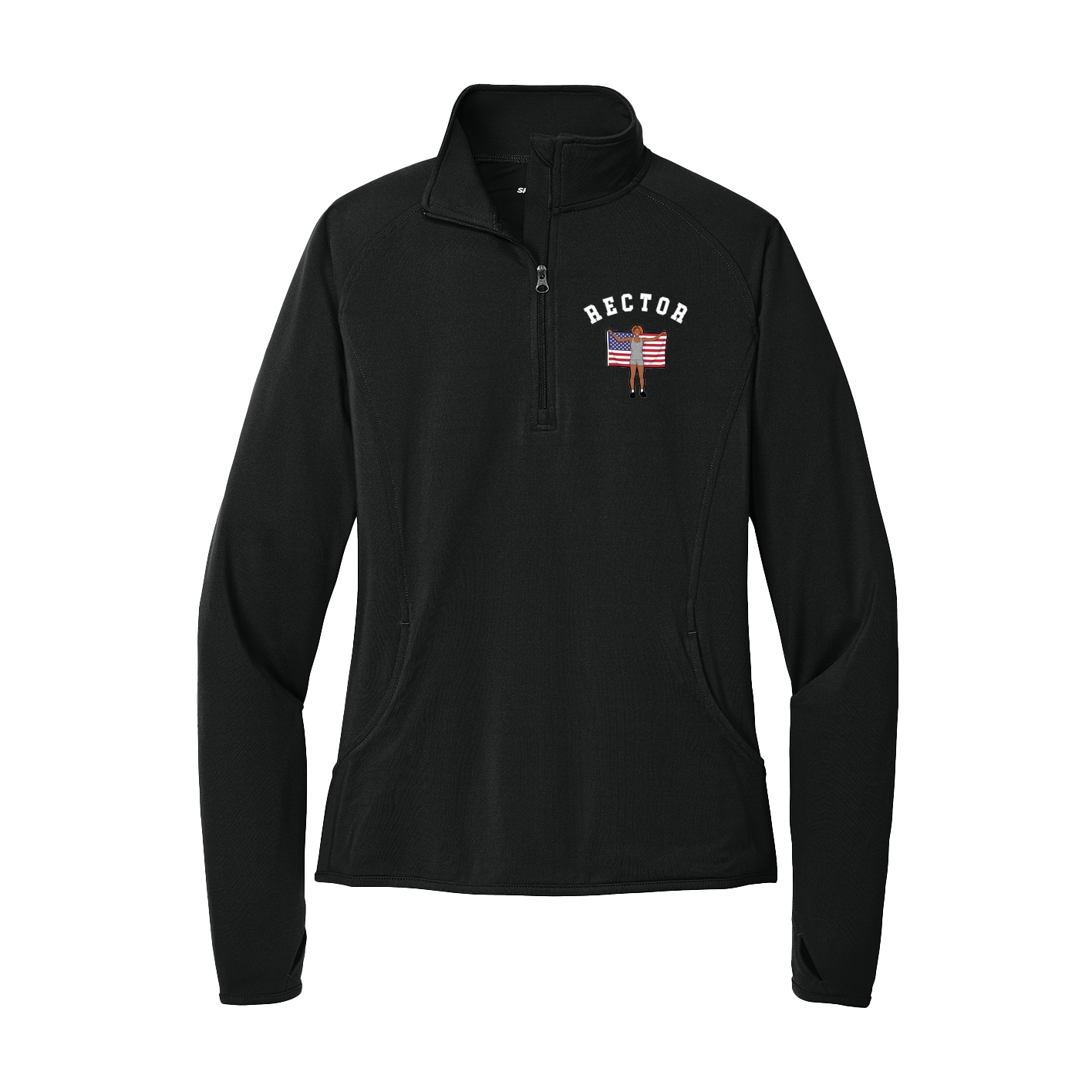 Women's Q-Zip Pullover — Shirsey Arch in Black