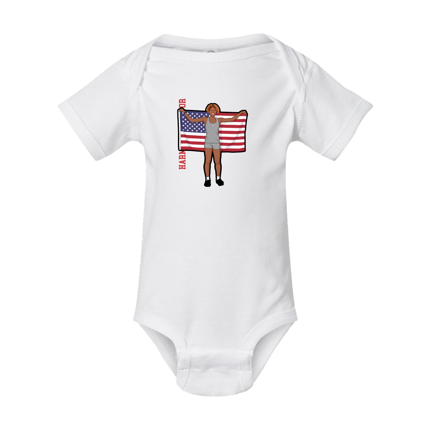 Baby Onesie — Name Vertical in White
