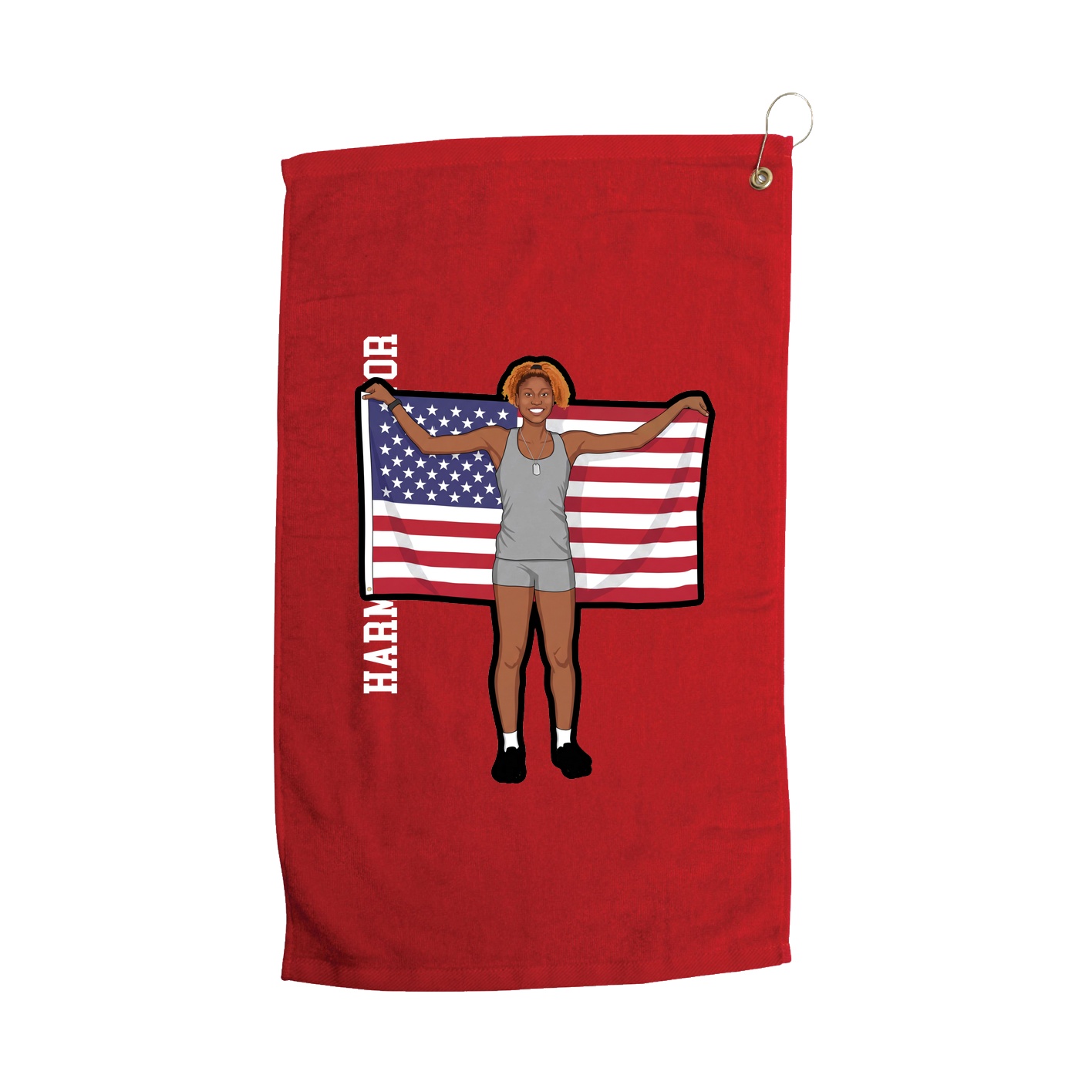 Golf Towel — Name Vertical in Red