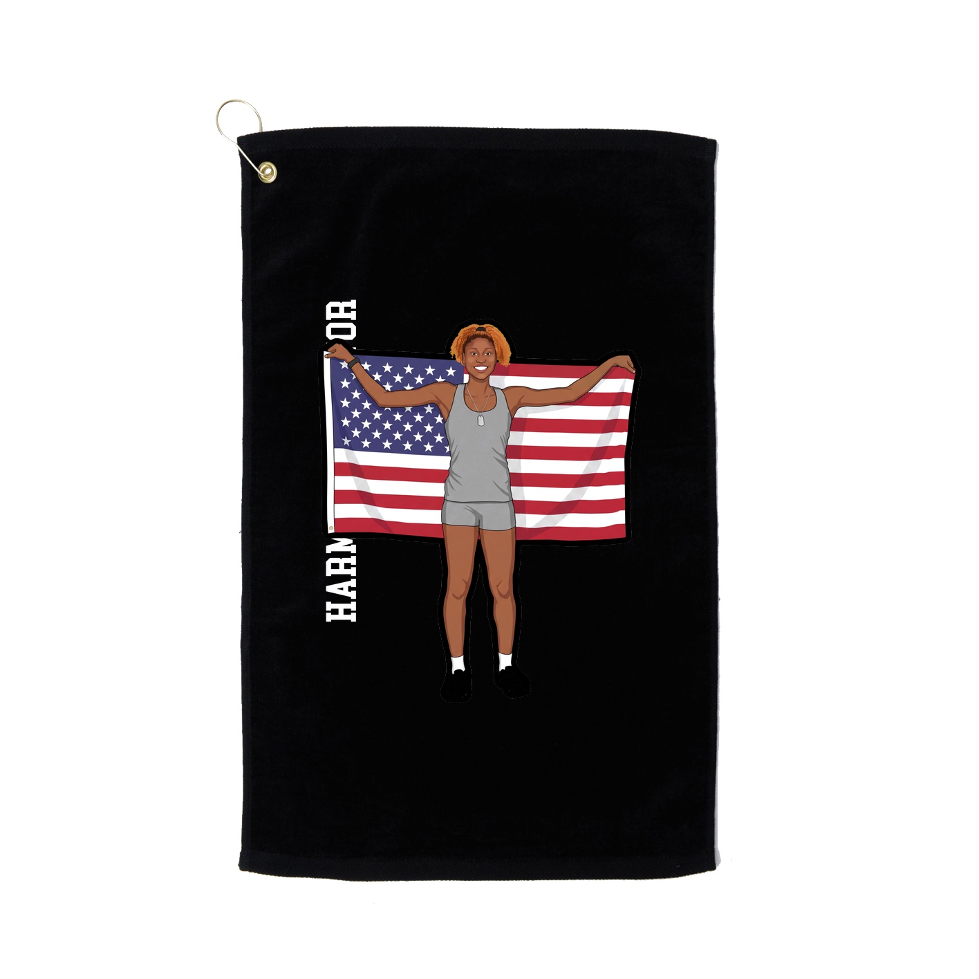 Golf Towel — Name Vertical in Black