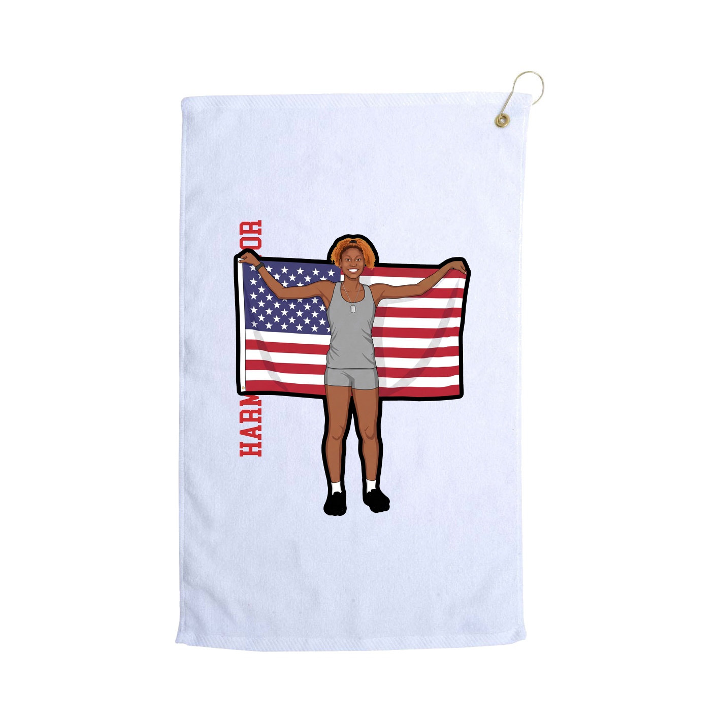 Golf Towel — Name Vertical in White