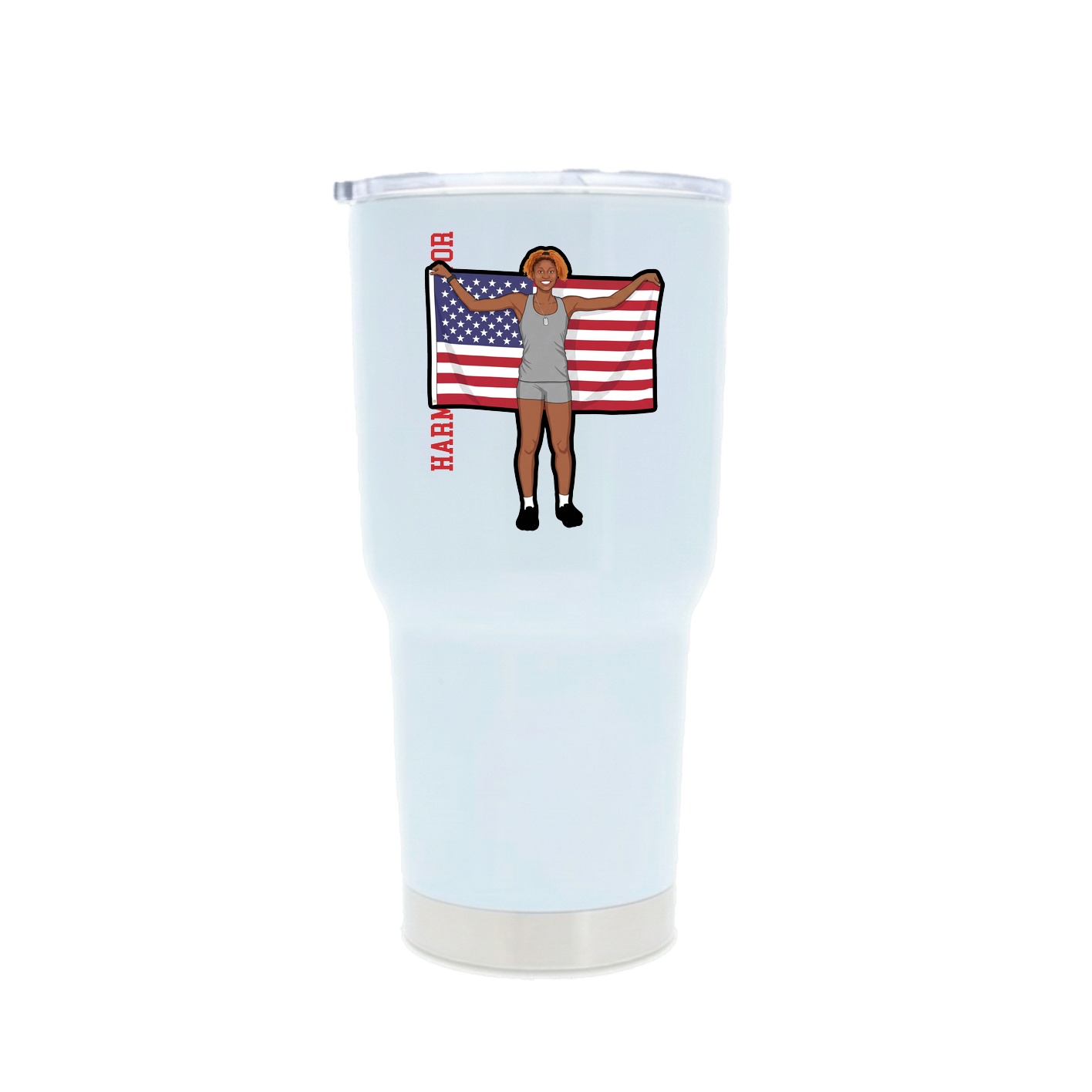 30oz Stainless Steel Tumbler — Name Vertical in White