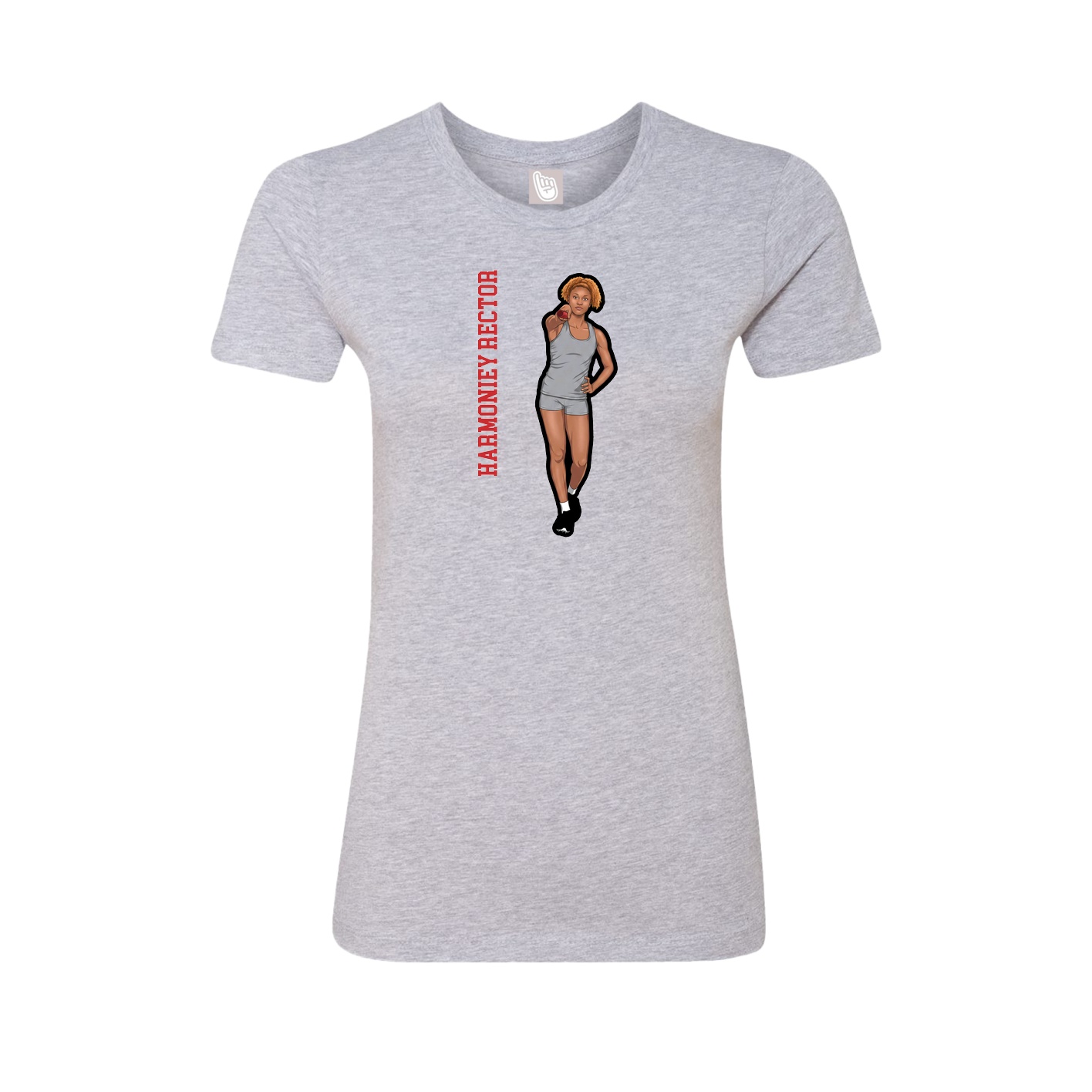 Womens Tee — Name Vertical in Grey