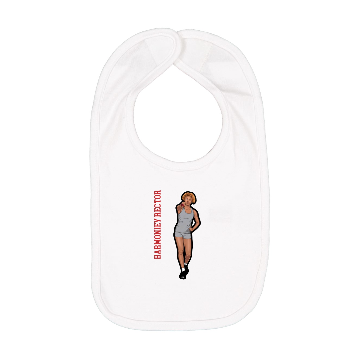 Infant Bib — Name Vertical in White