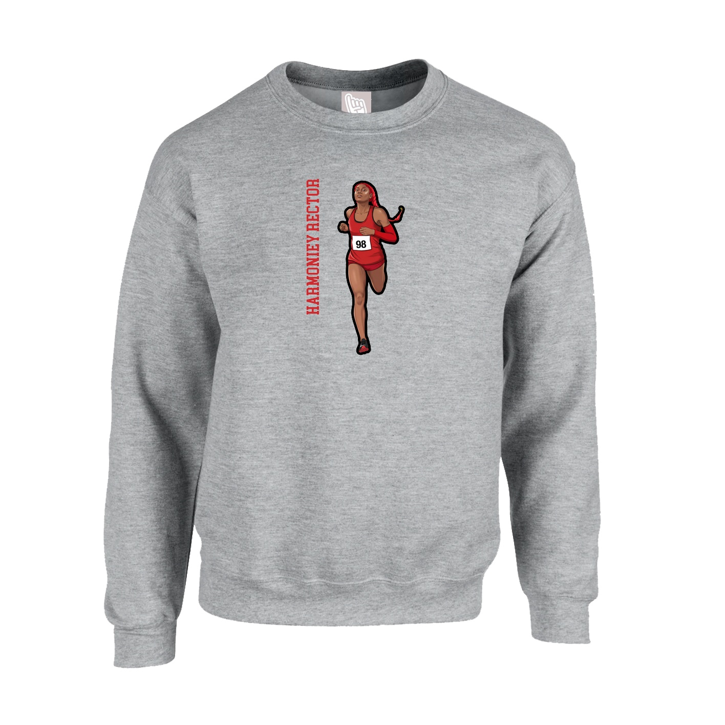 Fleece Crew — Name Vertical in Grey